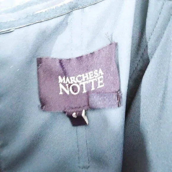 Marchesa Notte Strapless Navy Sequin Embellished Mikado Gown 6 - Picture 10 of 14